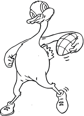 Duck Is Playing Rugby  Coloring Page